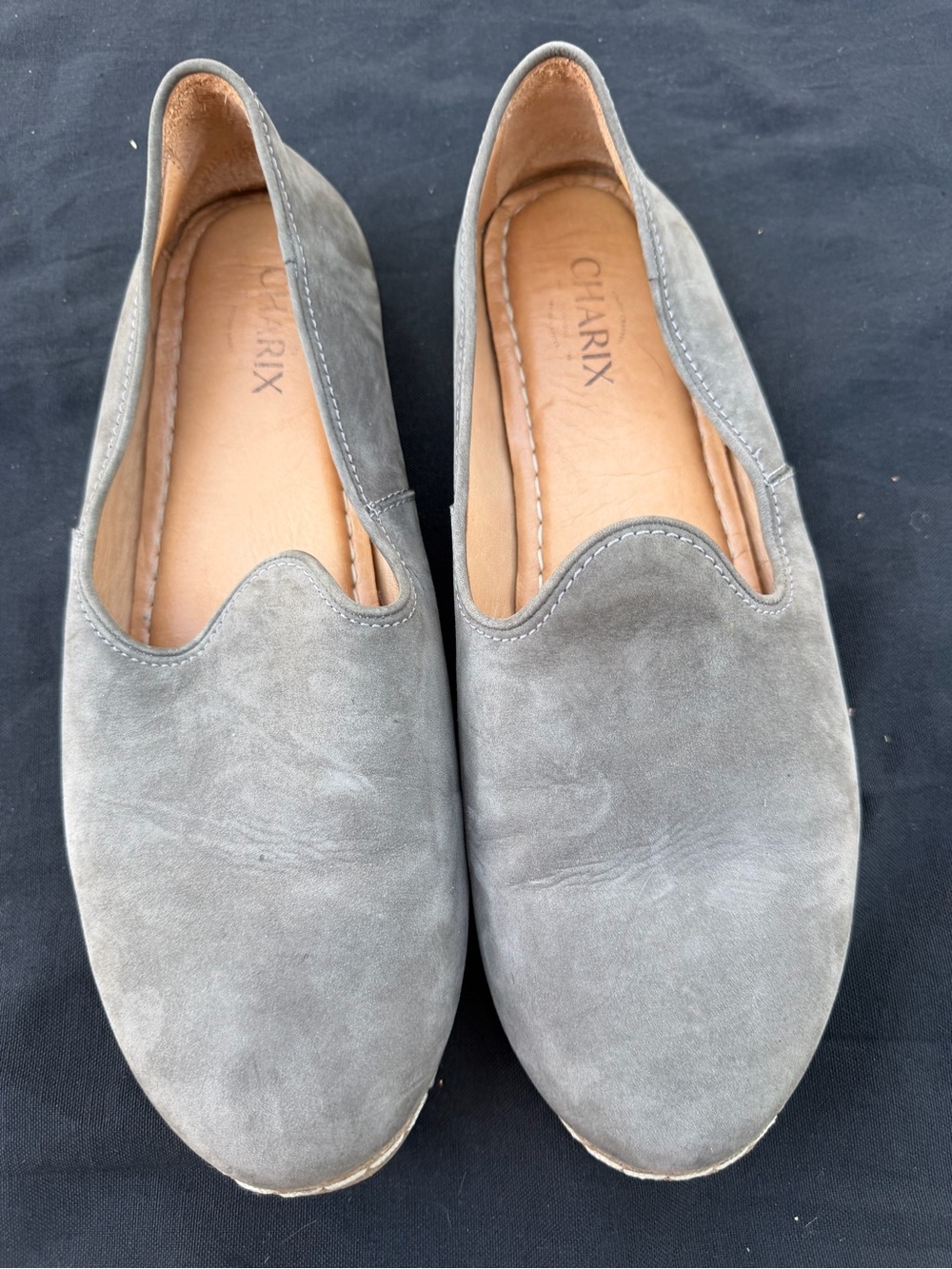 Men’s CHARIX Gray Suede Slip-On Loafers size 45